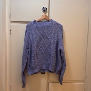 Melrose and Market Lavender Cable Knit Crewneck Sweater